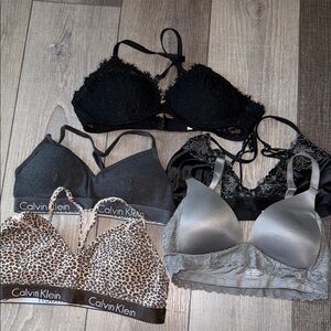 Calvin Klein & Aerie Bra Collection - Black, Gray, Leopard